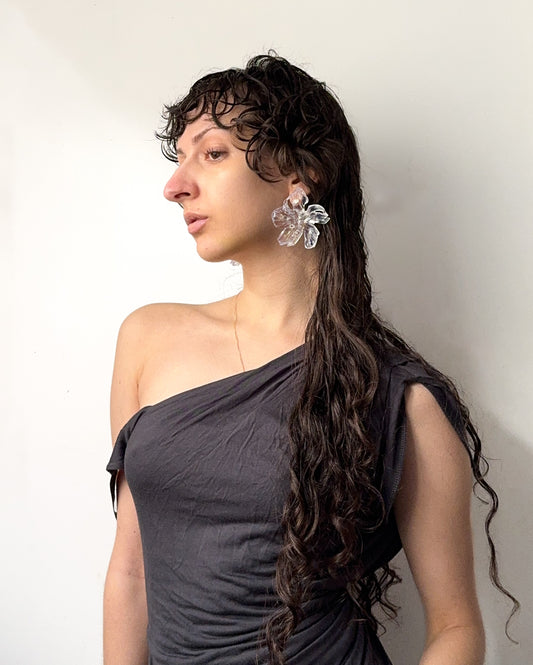 'Clear Gloss Flower Earrings'