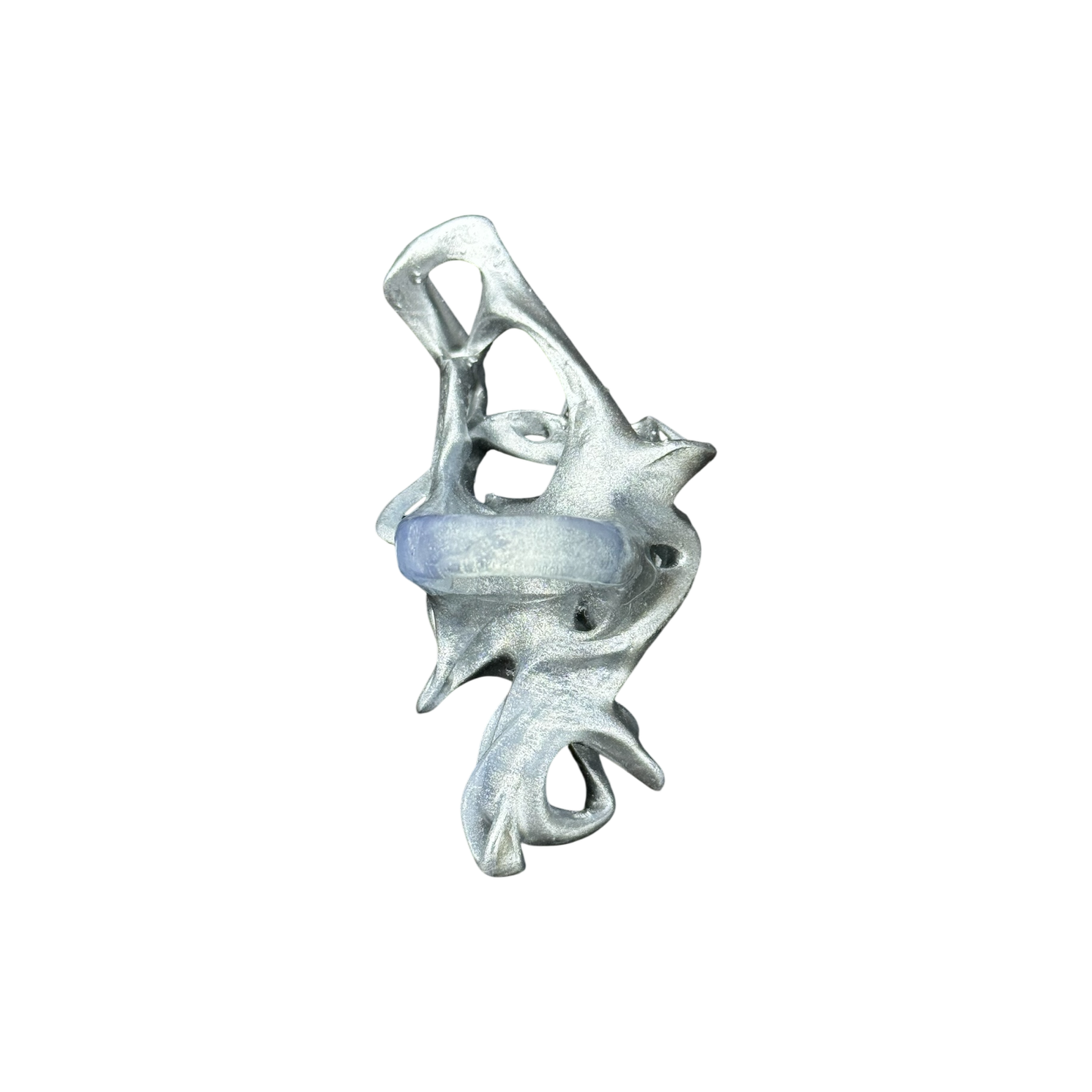 Silver 3D printed chunky twisted resin ring
