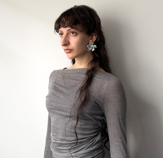 'Medium Silver Flower Earrings'