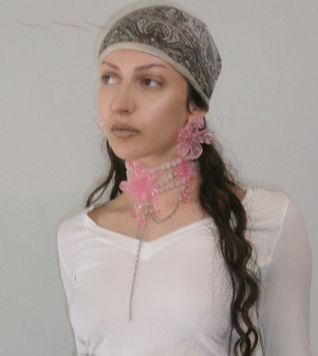 'ροζ quartz choker'