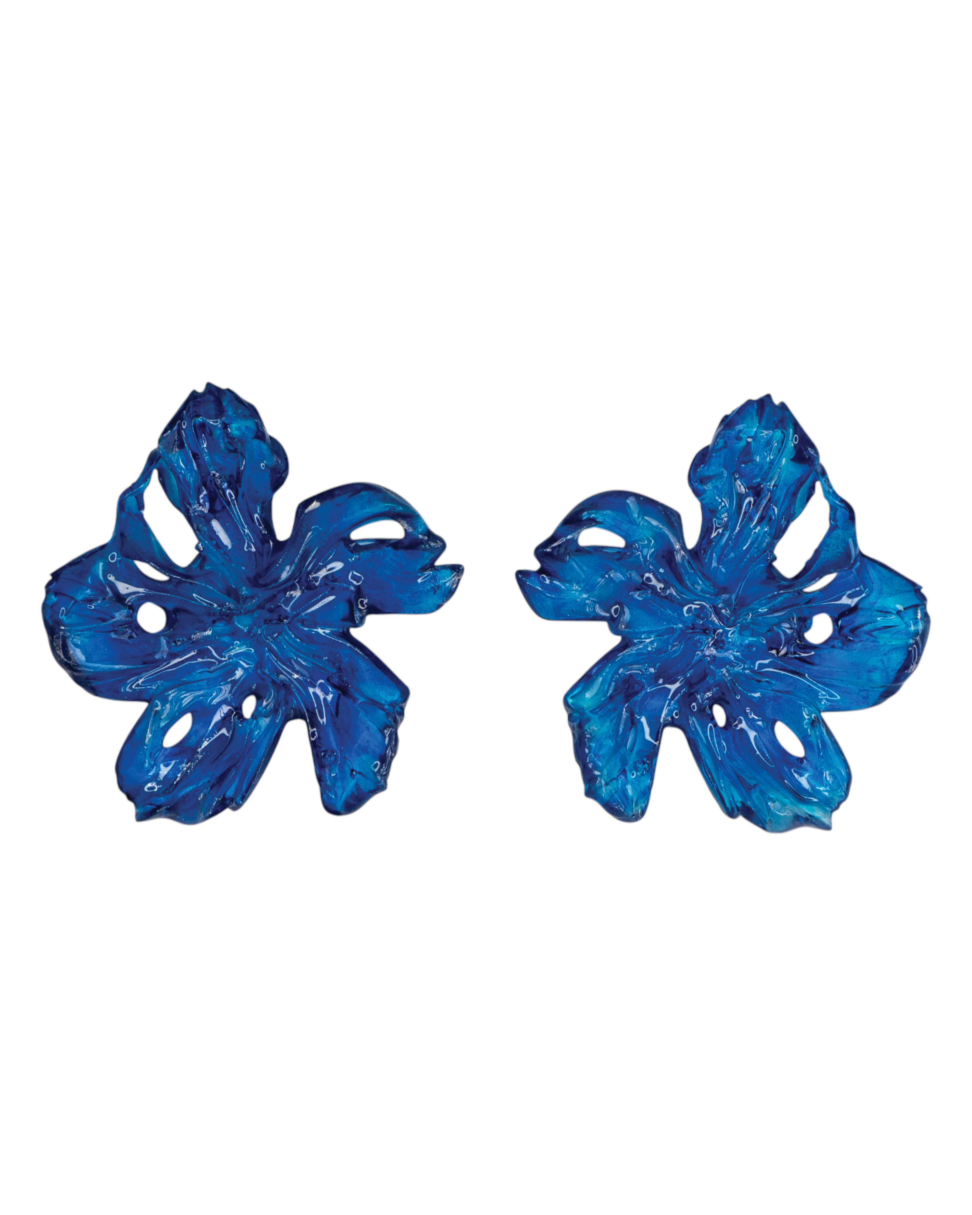 large blue flower earrings