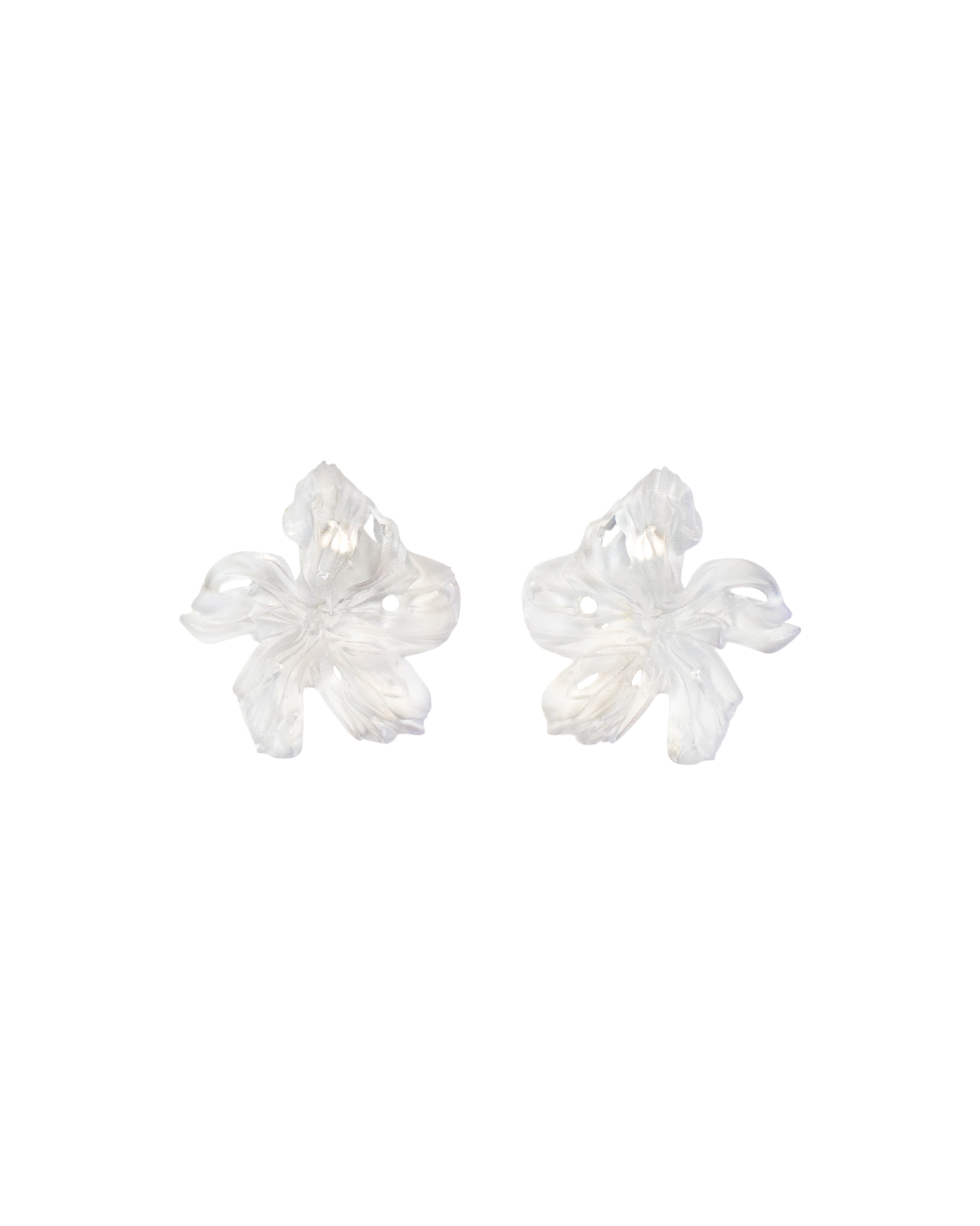 'Medium Clear Flower Earrings'