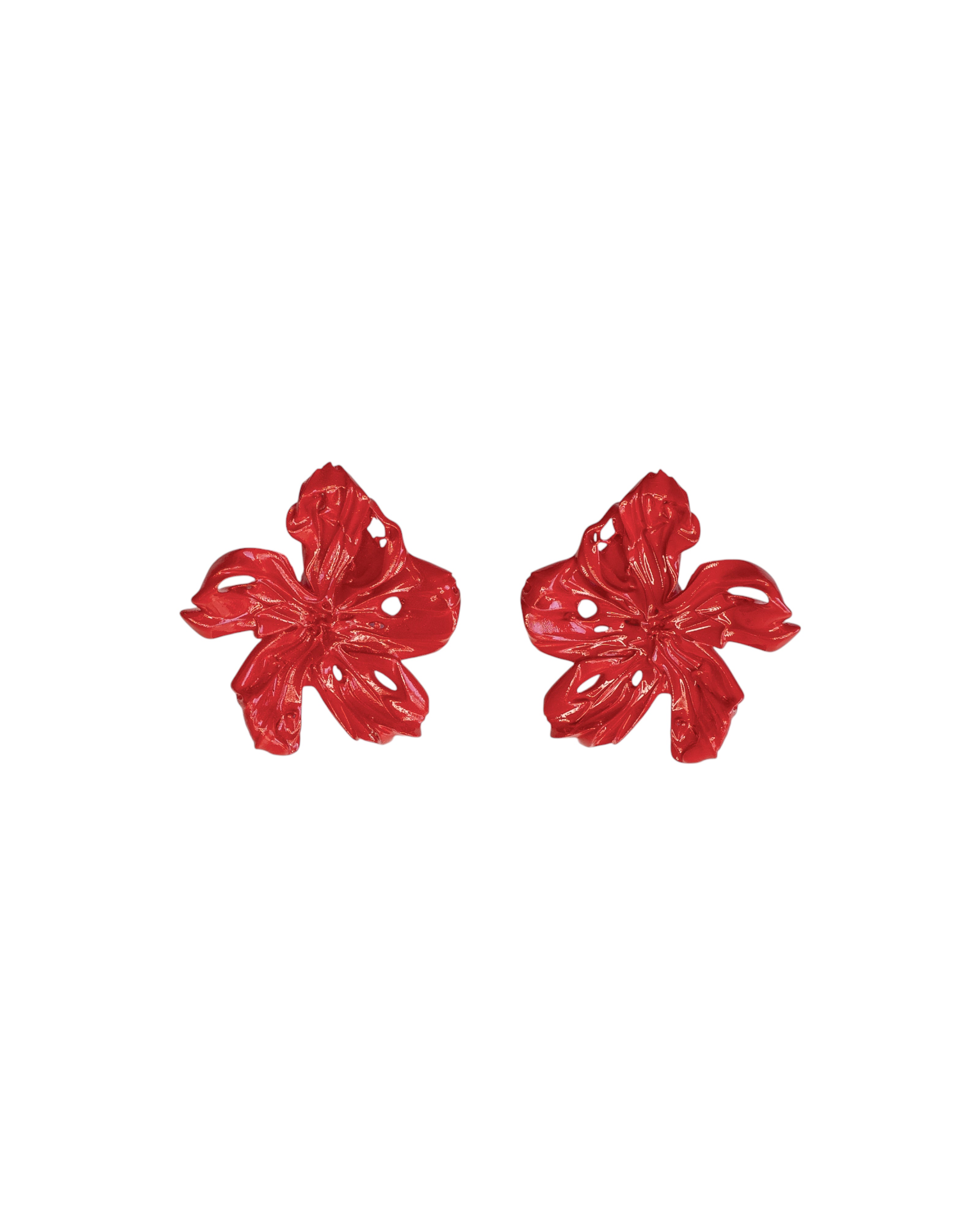 'Medium Red Flower Earrings'
