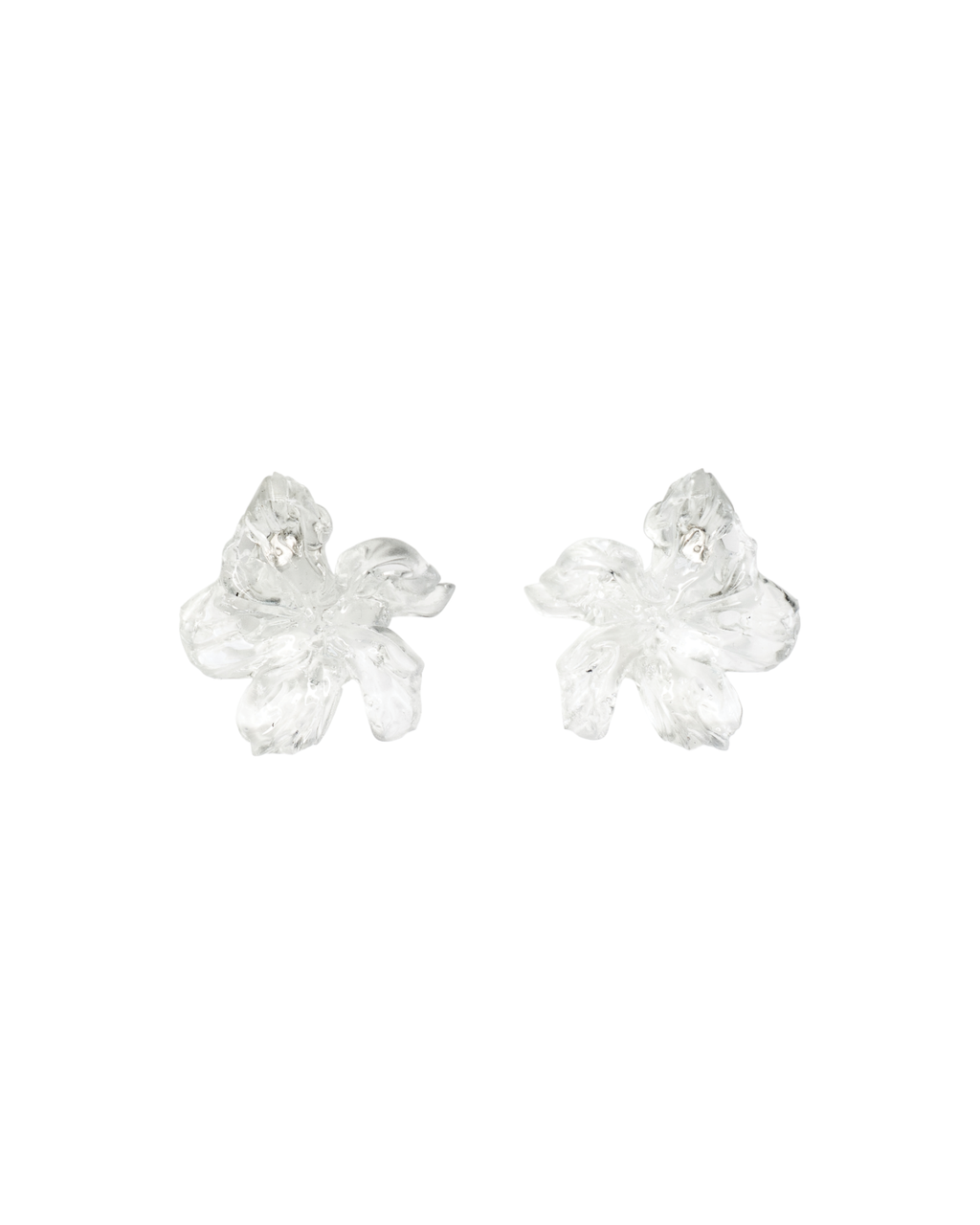 'Medium Clear Gloss Flower Earrings'