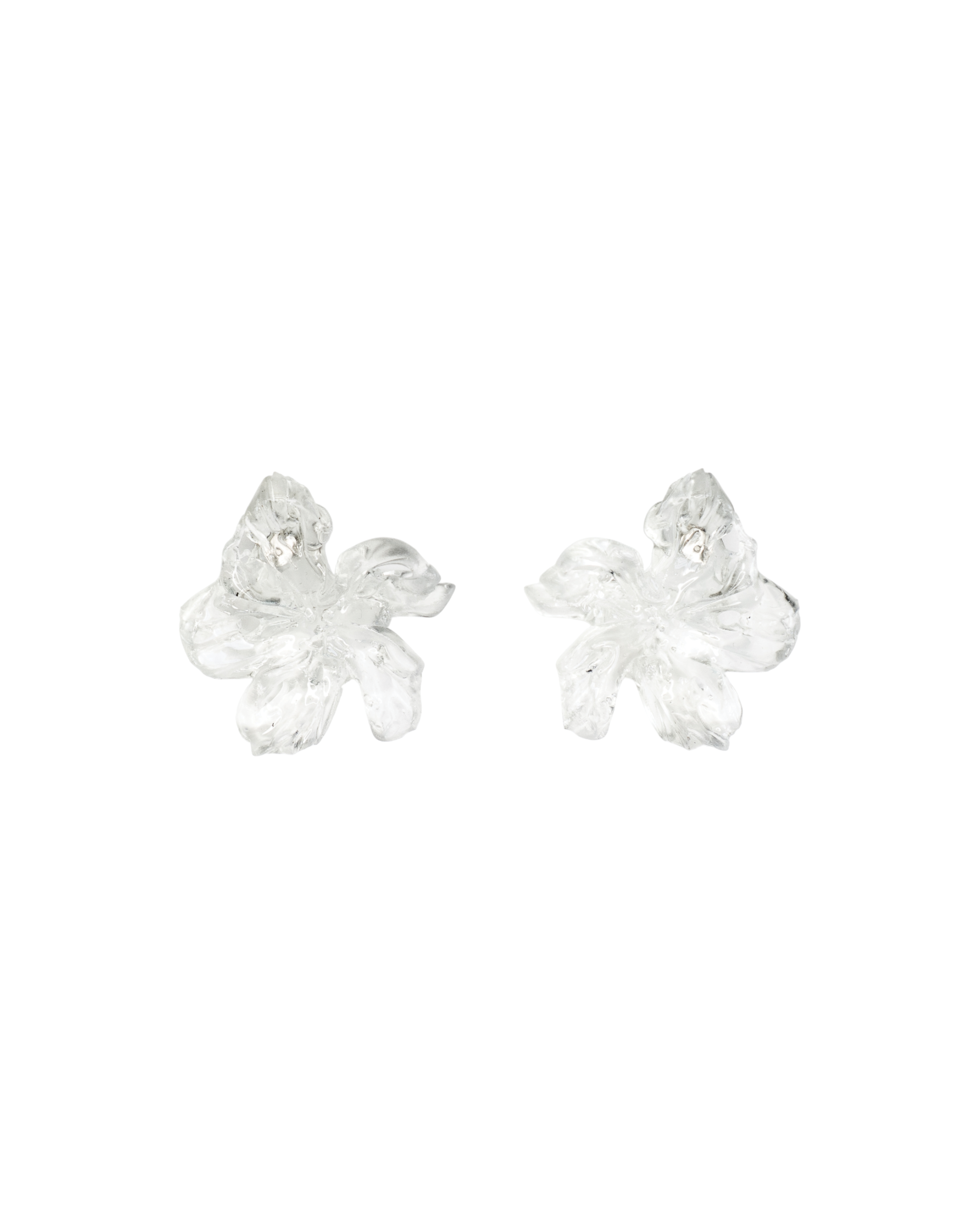 'Medium Clear Gloss Flower Earrings'