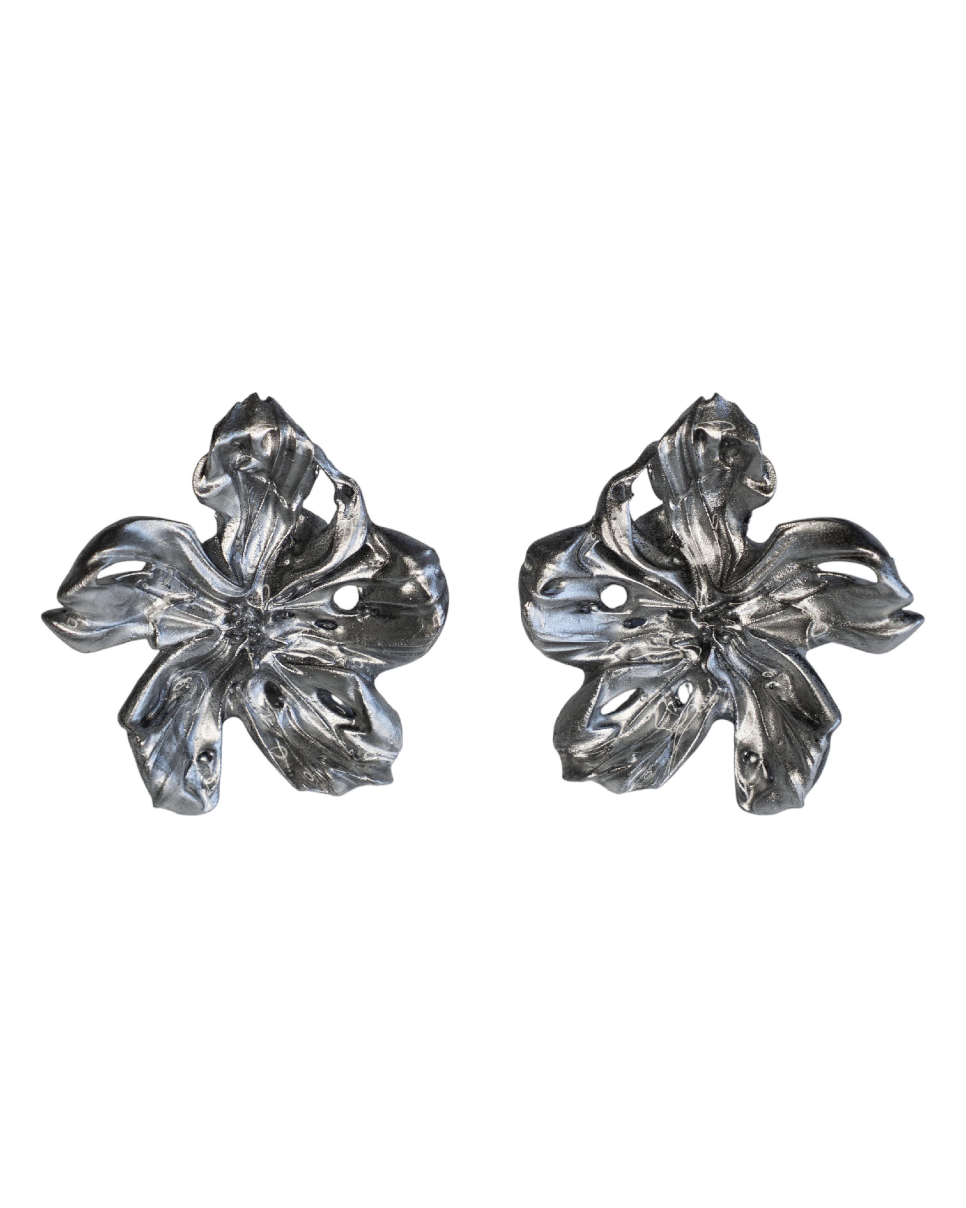 'Large Silver Flower Earrings'