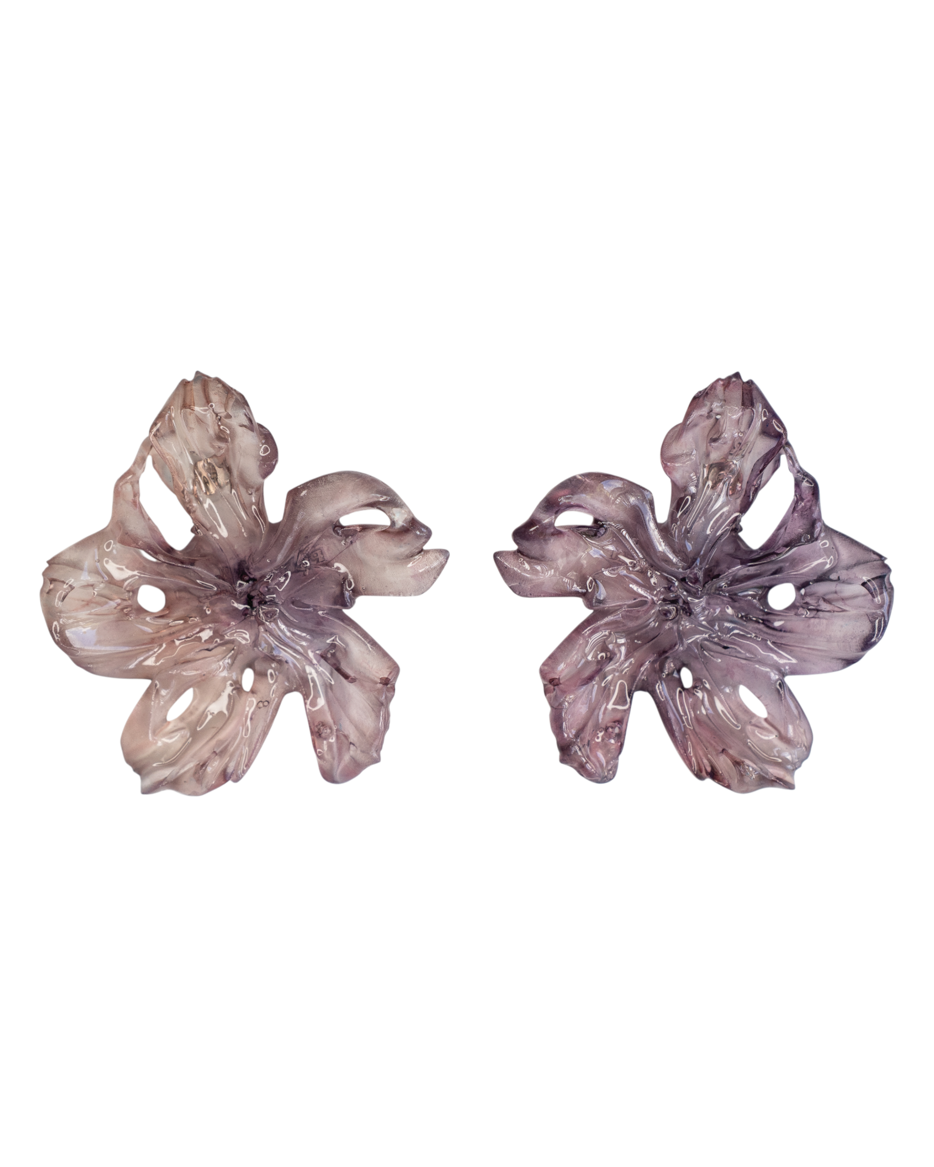 'large plum brown flower earrings'