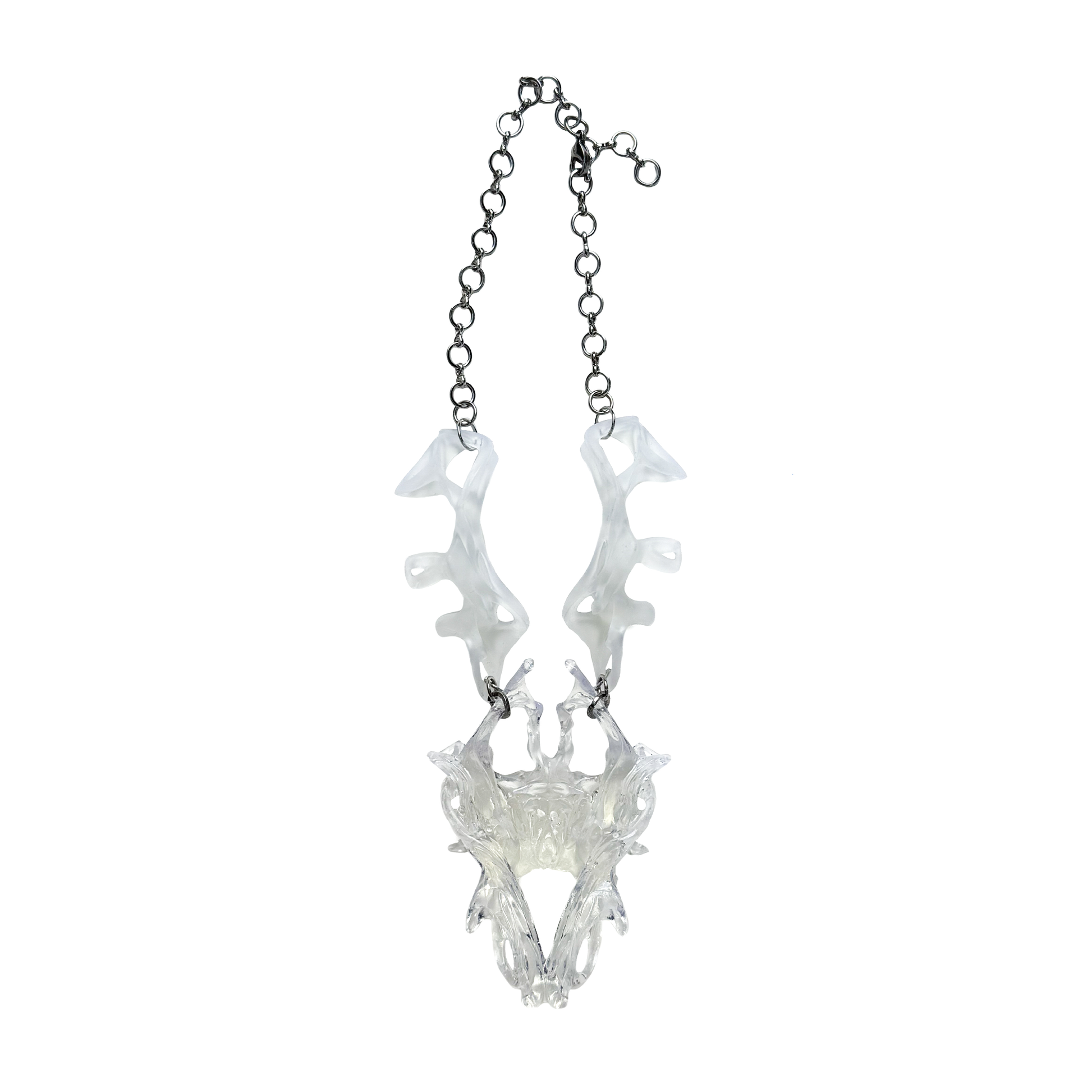 Clear and clear gloss statement 3D printed necklace