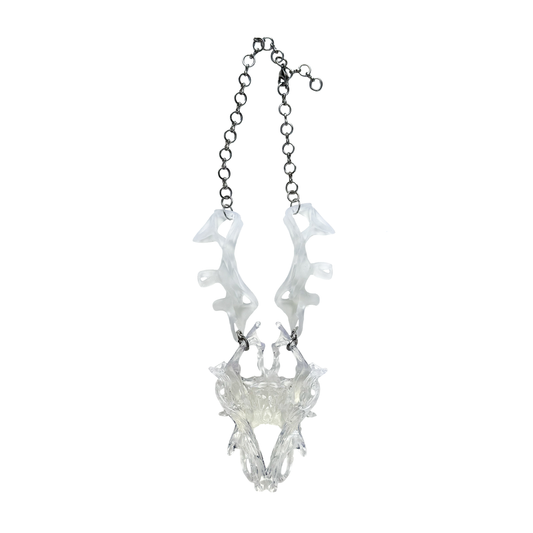 Clear and clear gloss statement 3D printed necklace