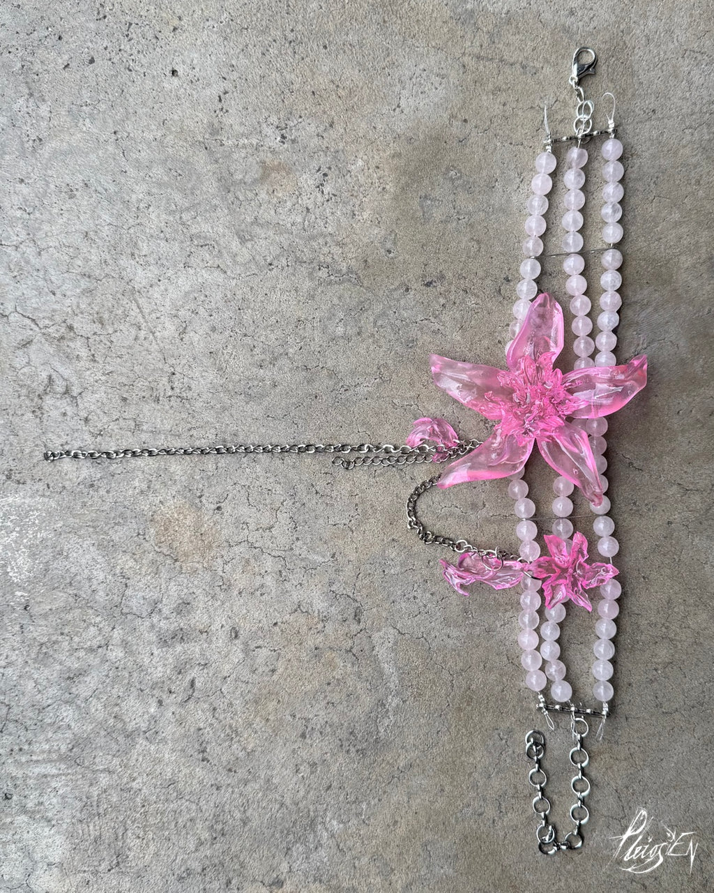 'ροζ quartz choker'