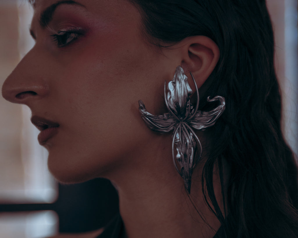Σταύροσ Λουλούδι (cross flower) earring - Silver