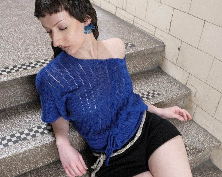 Medium Blue Flower Earrings