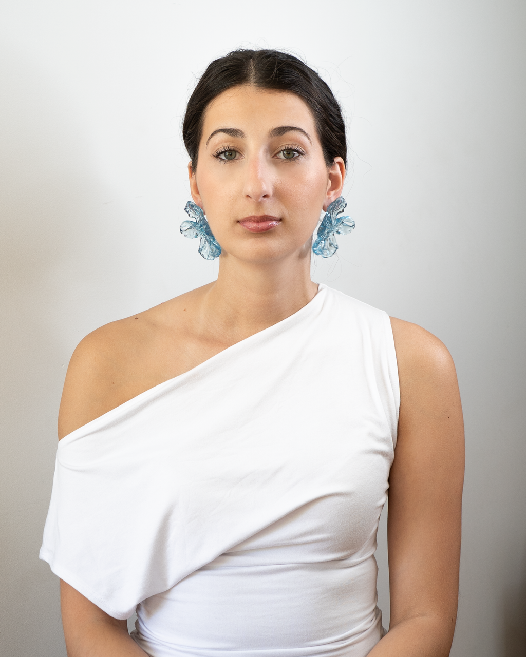 'large blue flower earrings'
