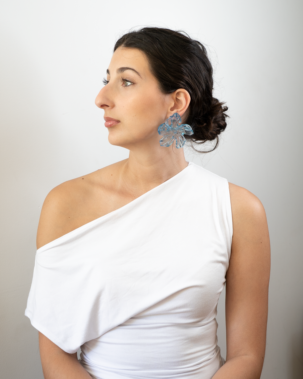 'large blue flower earrings'