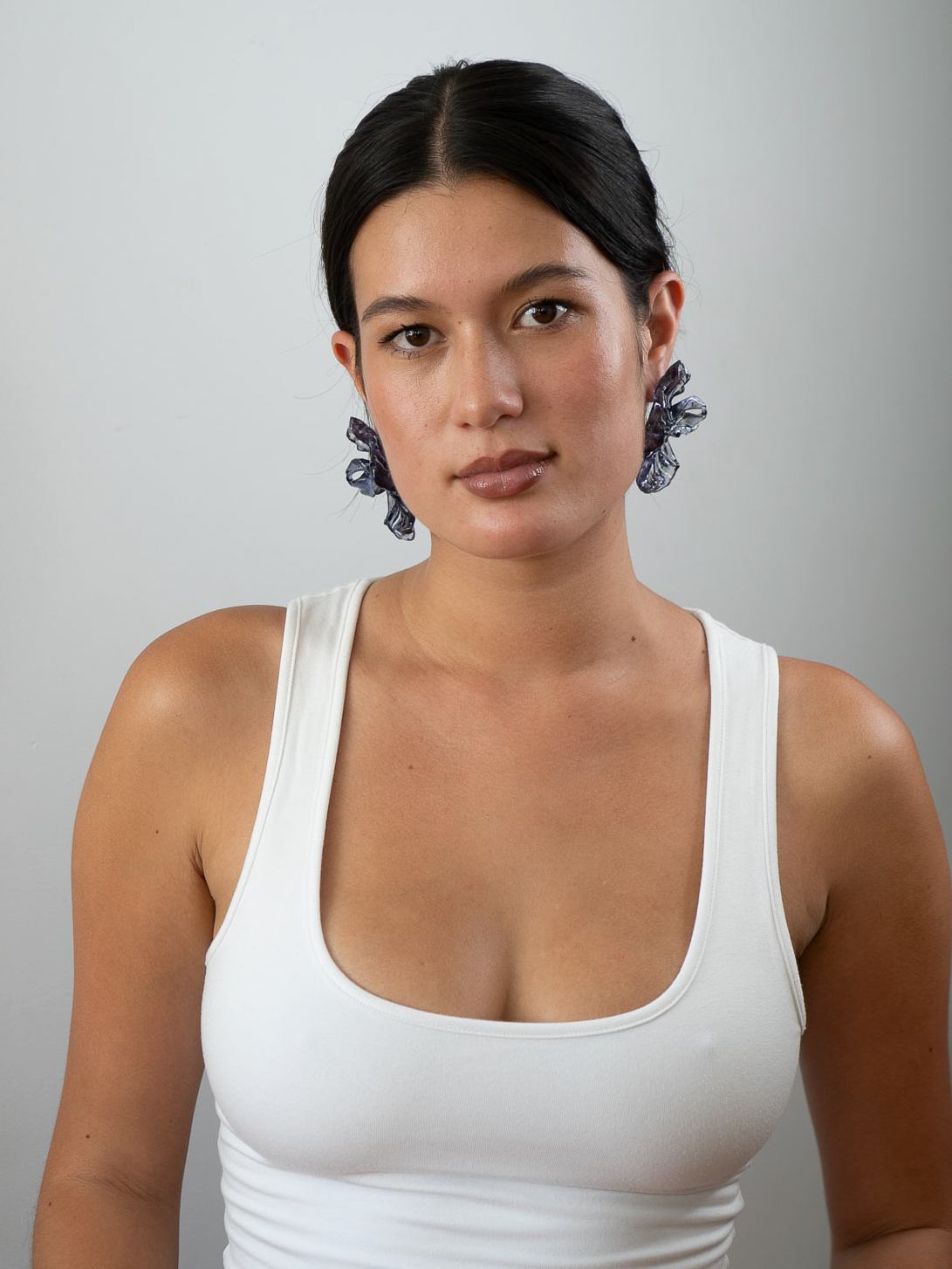 'Large Lavender Flower Earrings'