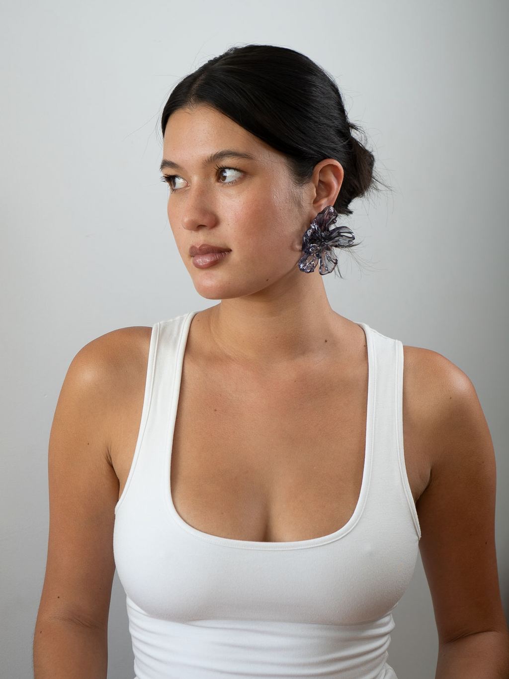 'Large Lavender Flower Earrings'