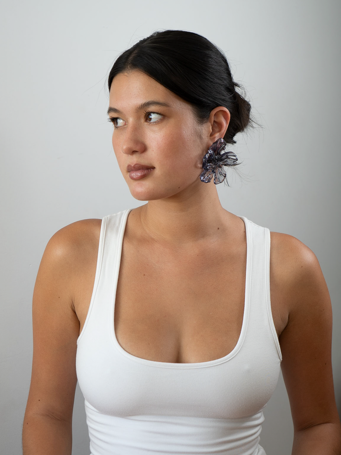 'Large Lavender Flower Earrings'