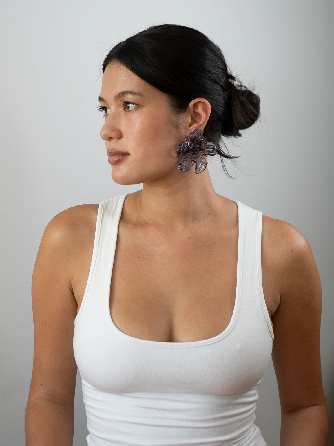 'Large Lavender Flower Earrings'