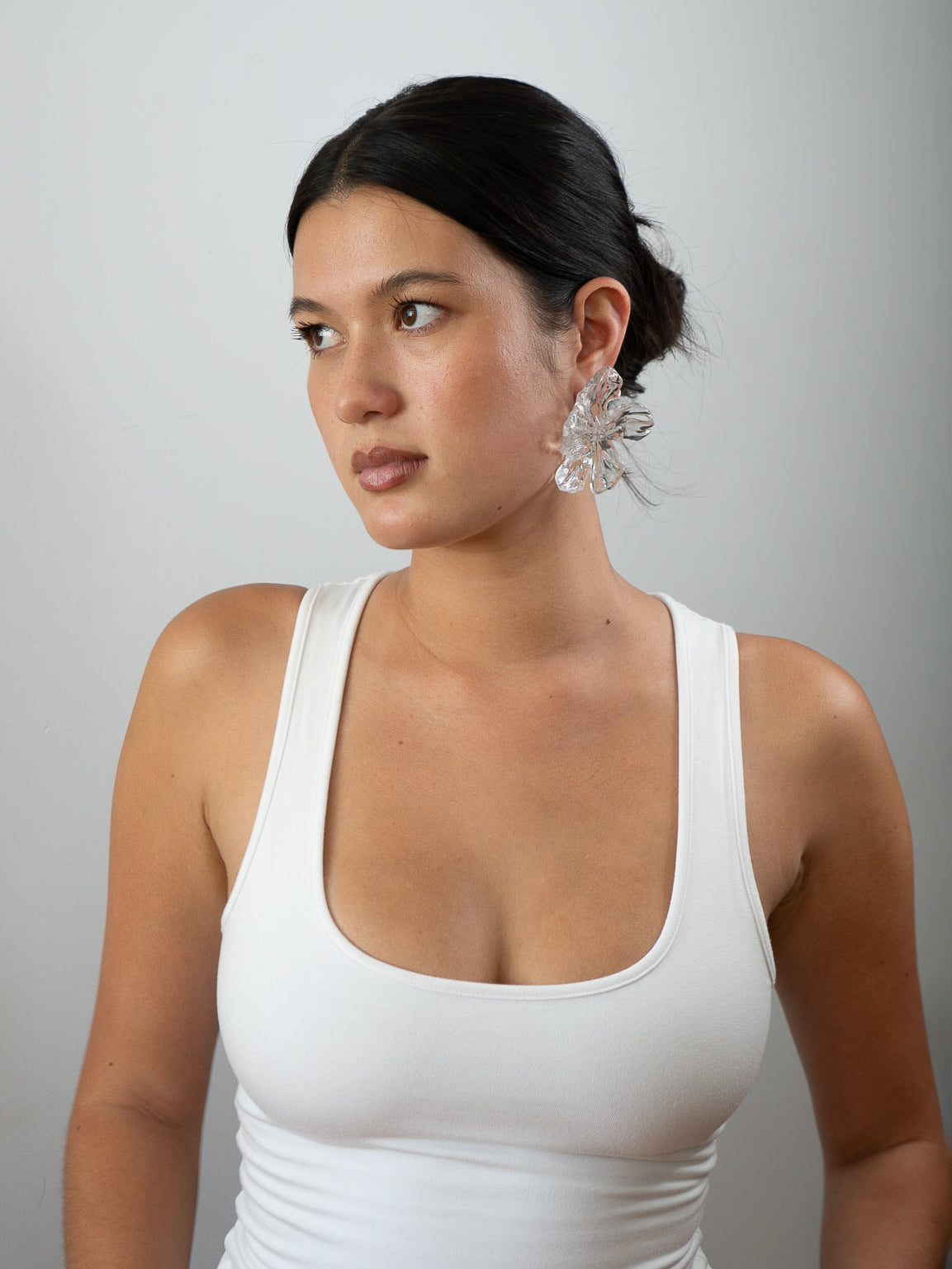 'Clear Gloss Flower Earrings'