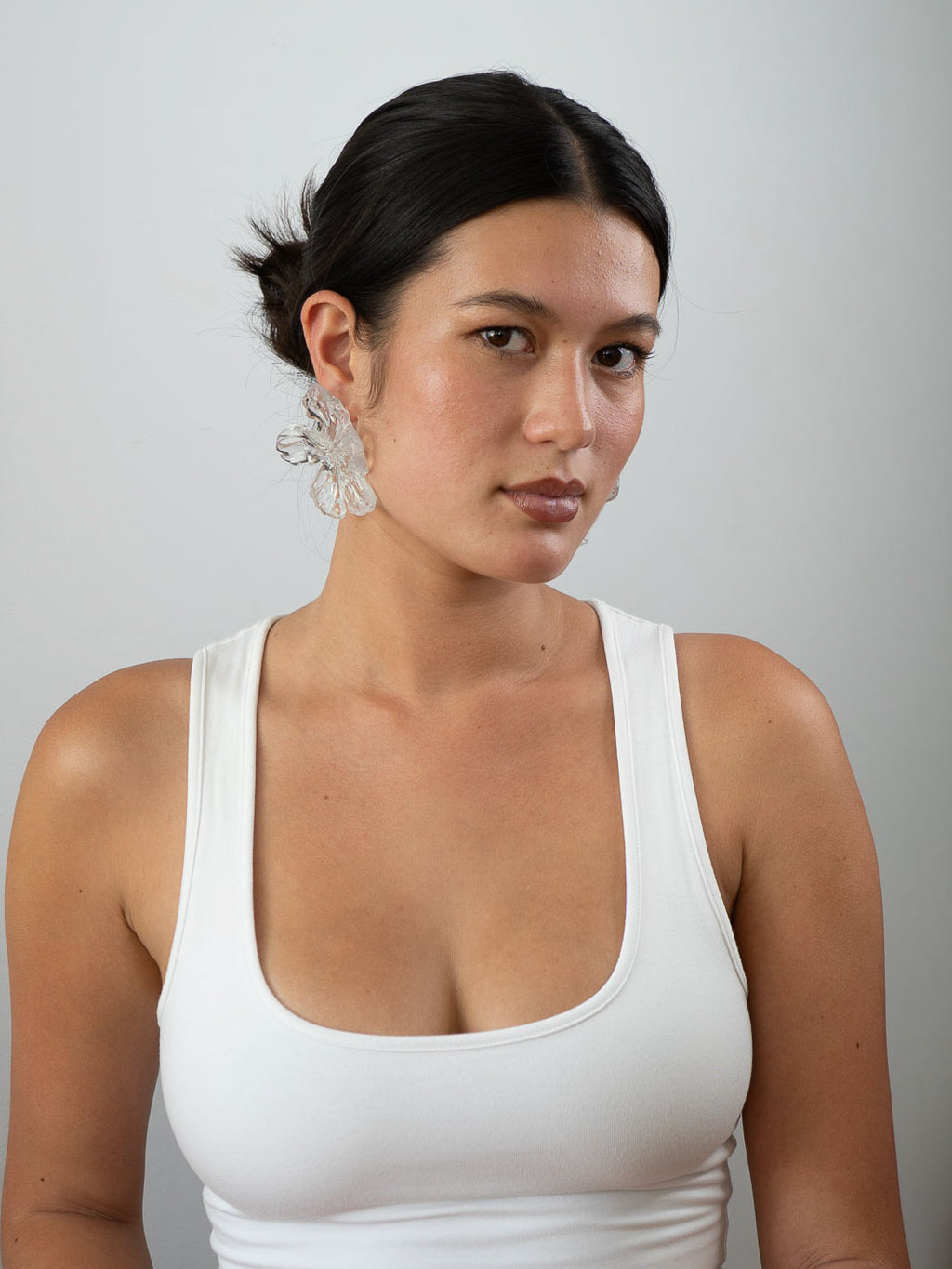 'Clear Gloss Flower Earrings'