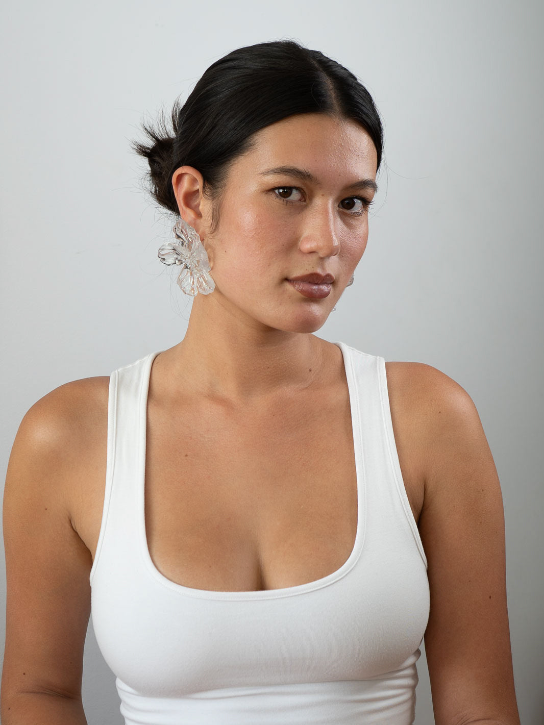 'Clear Gloss Flower Earrings'