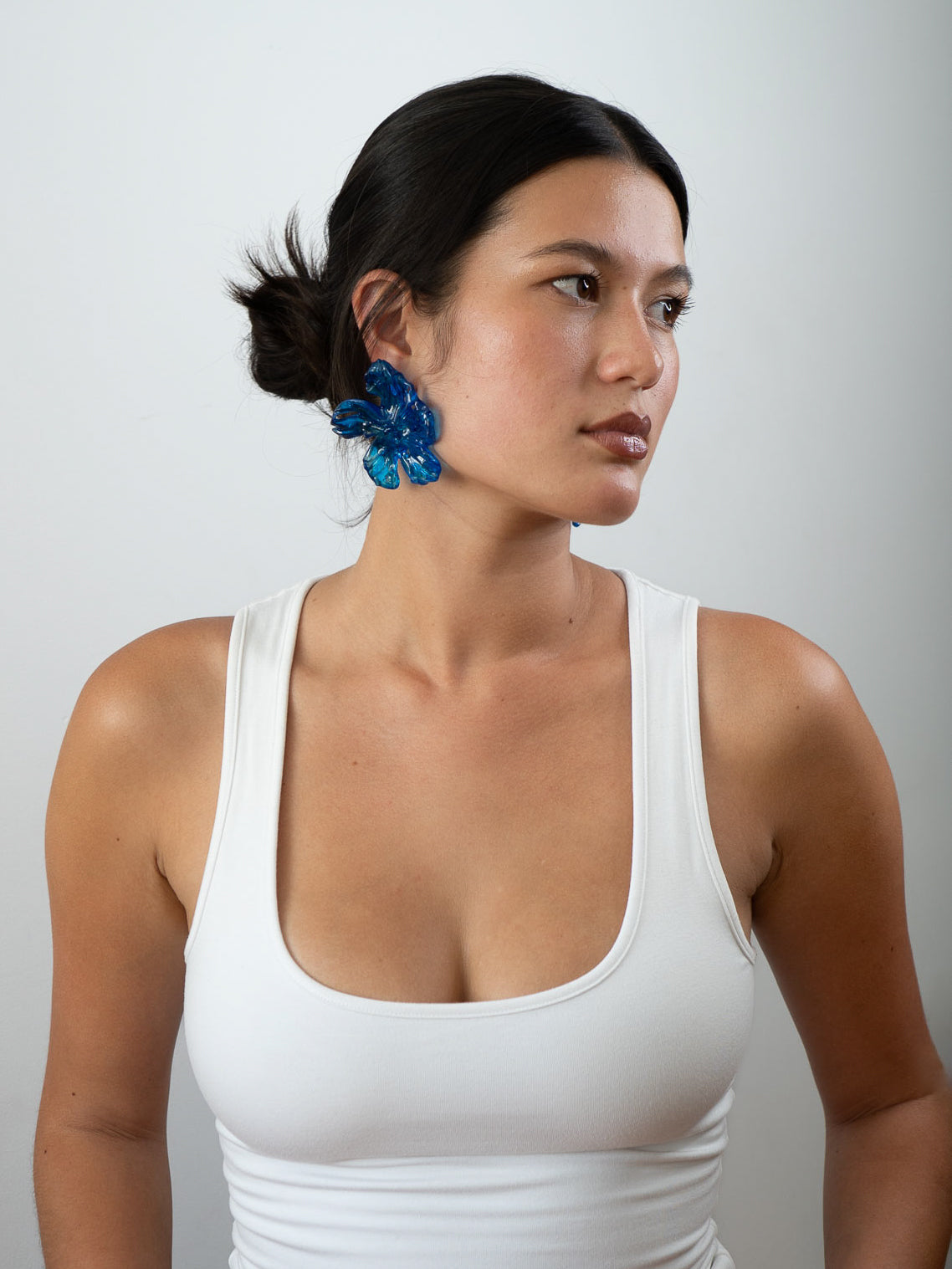 large blue flower earrings