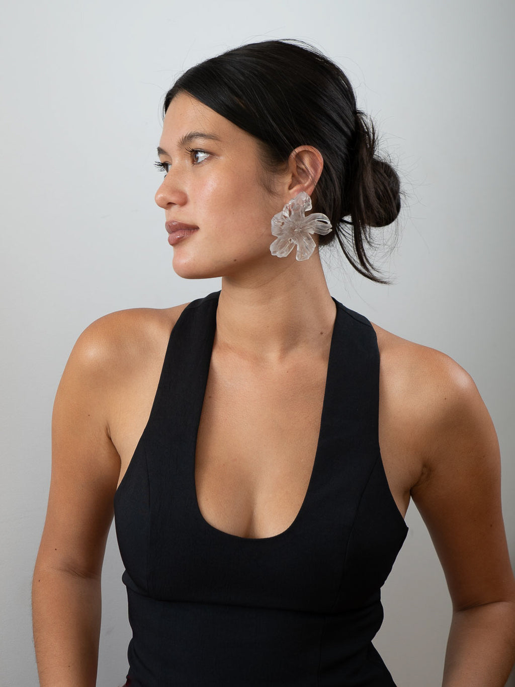 'Clear Flower Earrings'