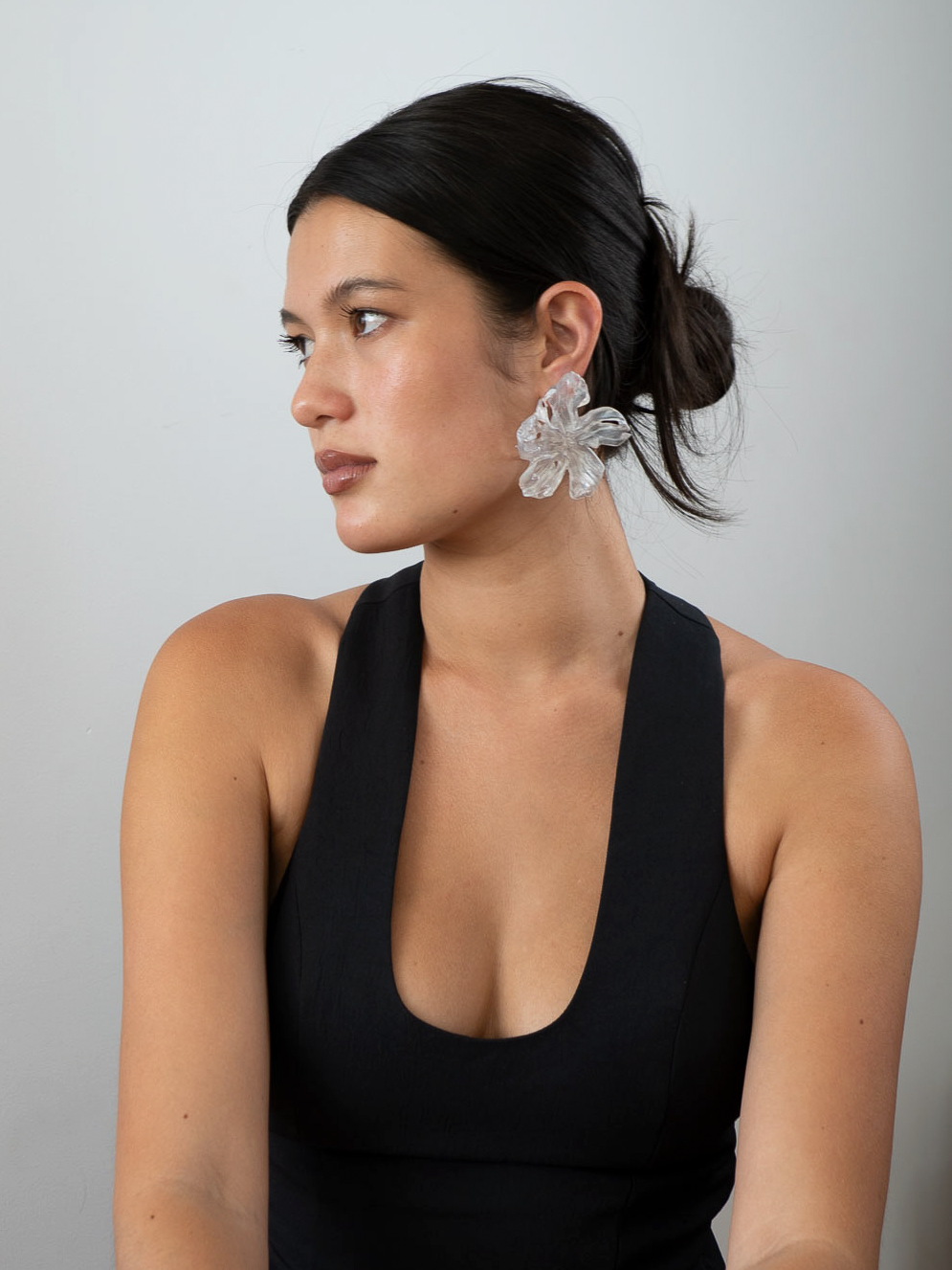 'large opalescent flower earrings'