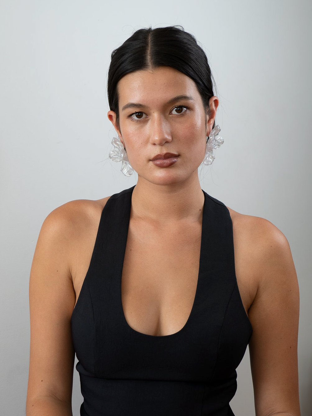 'large opalescent flower earrings'