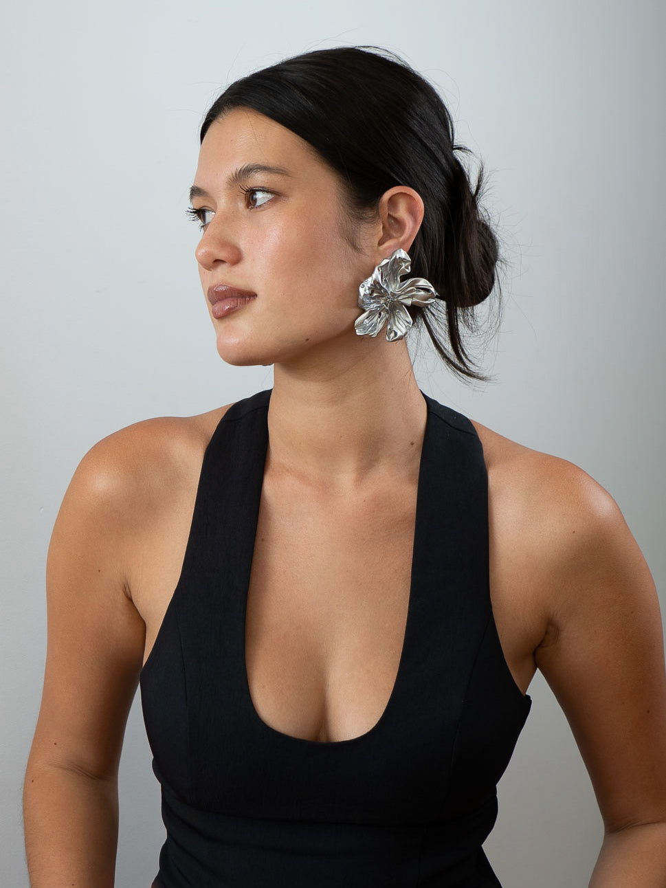 'Large Silver Flower Earrings'