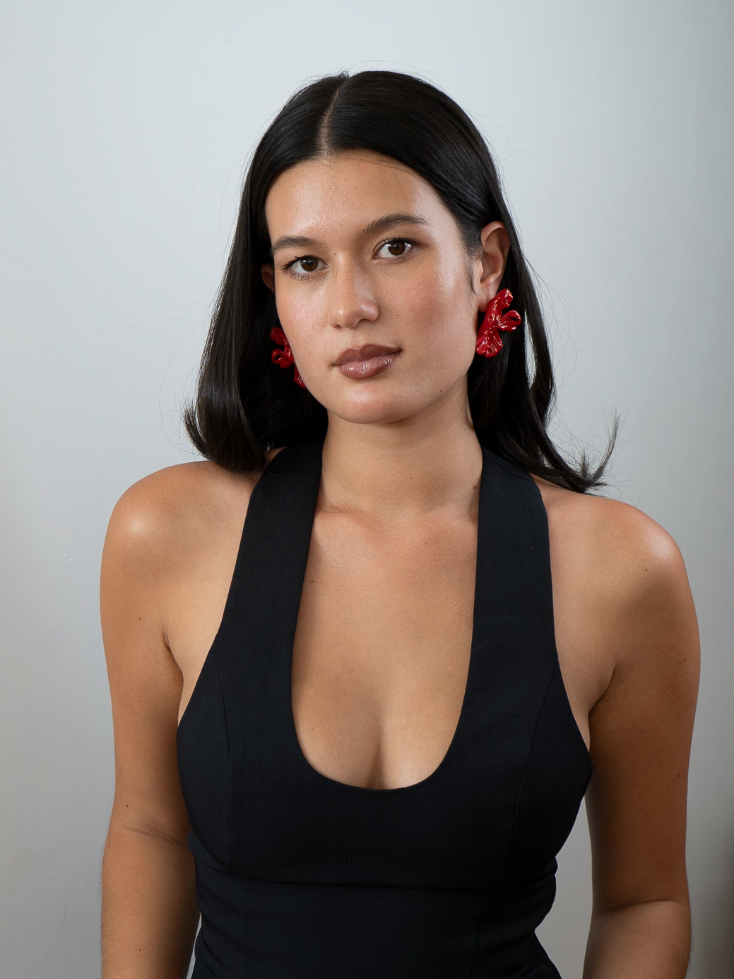 'Medium Red Flower Earrings'