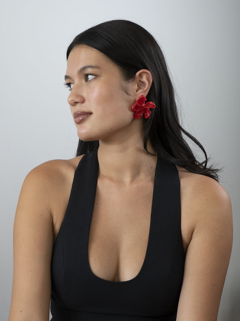 'Medium Red Flower Earrings'