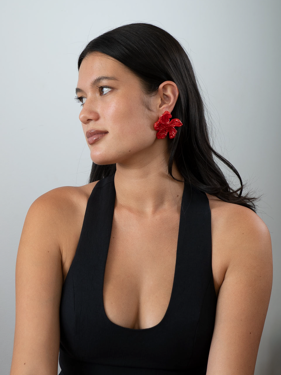 'Medium Red Flower Earrings'