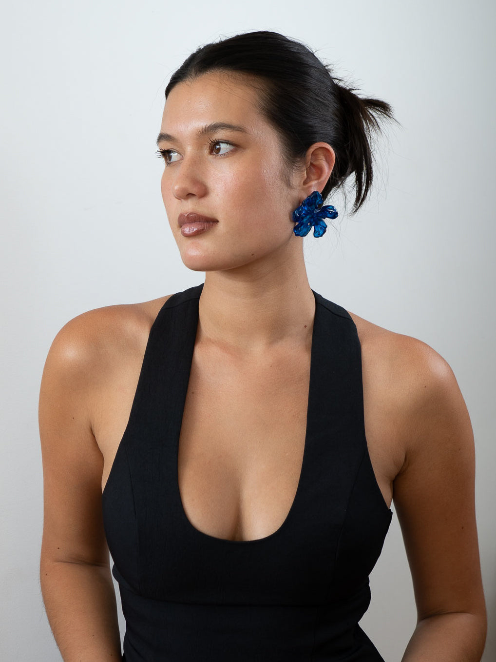 Medium Blue Flower Earrings