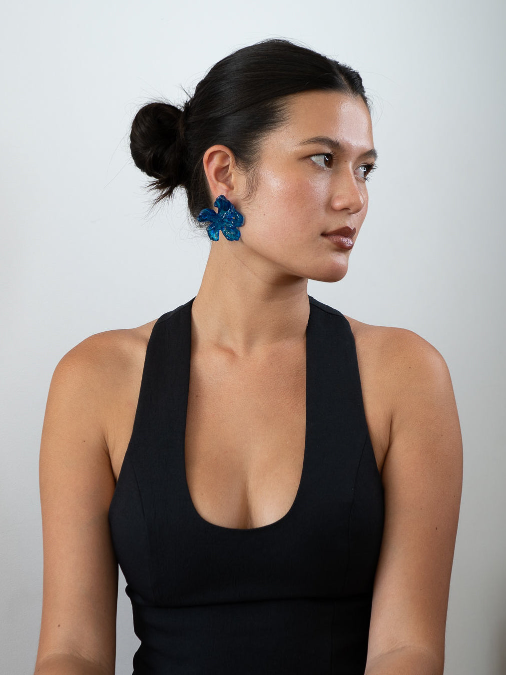 Medium Blue Flower Earrings