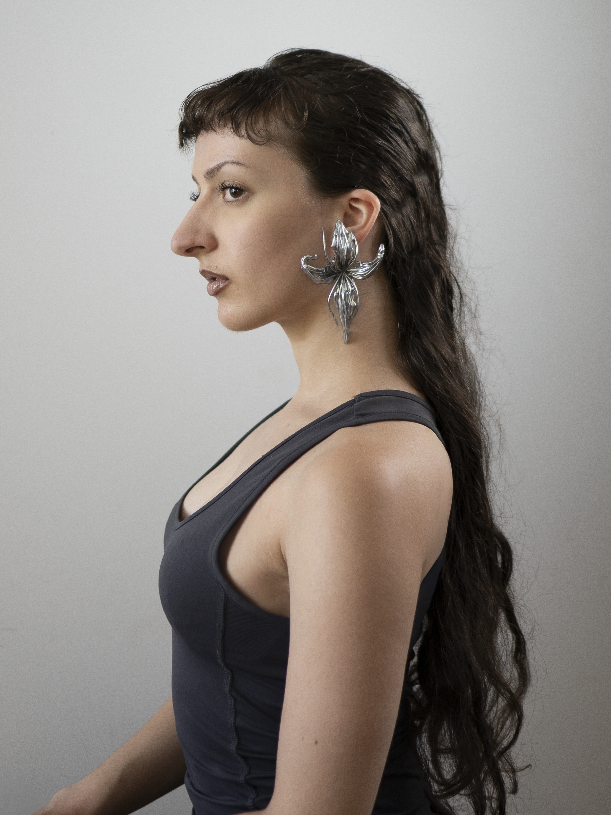 PRE ORDER - Σταύροσ Λουλούδι (cross flower) earring - Silver