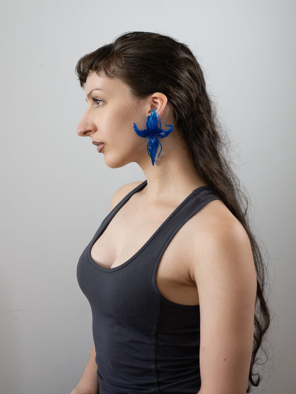 Σταύροσ Λουλούδι (cross flower) earring - Navy