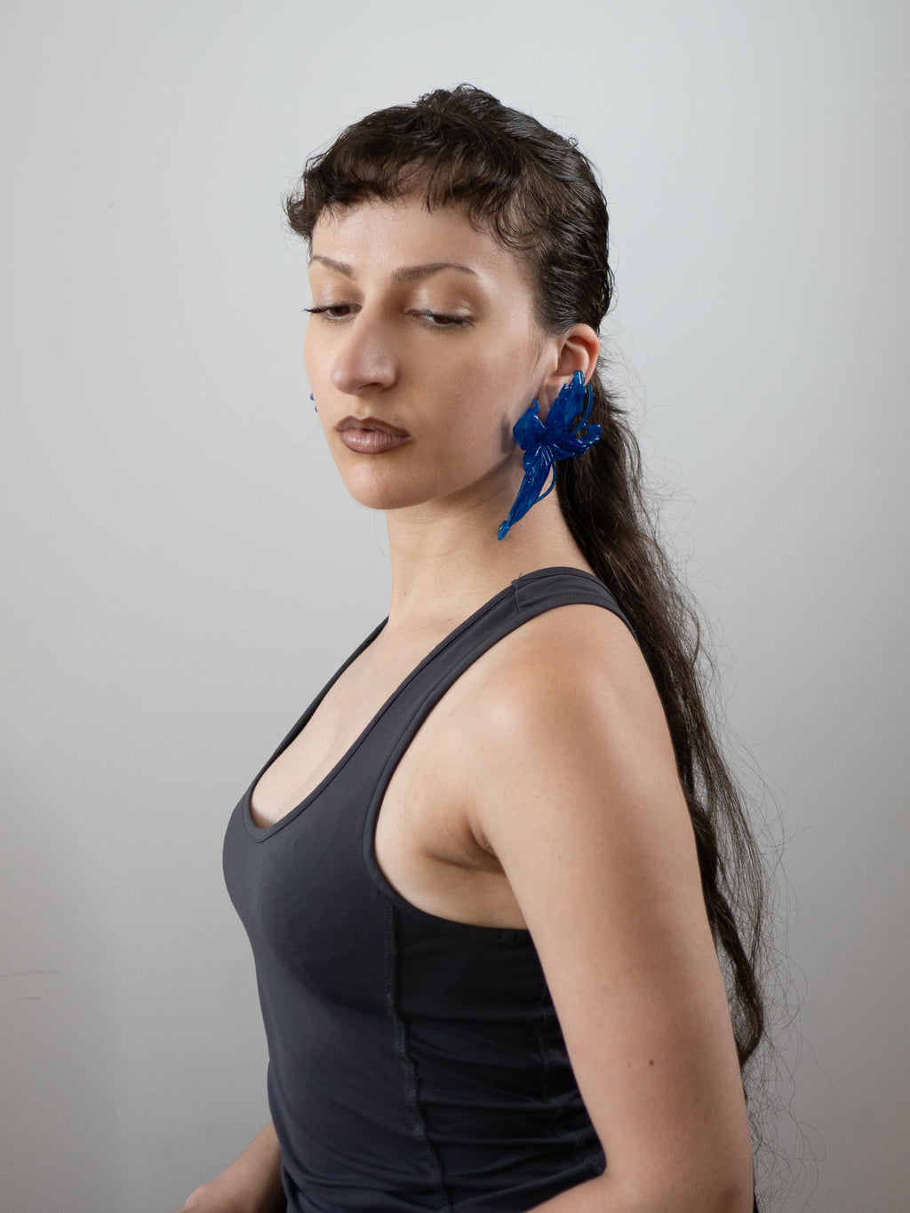 Σταύροσ Λουλούδι (cross flower) earring - Navy
