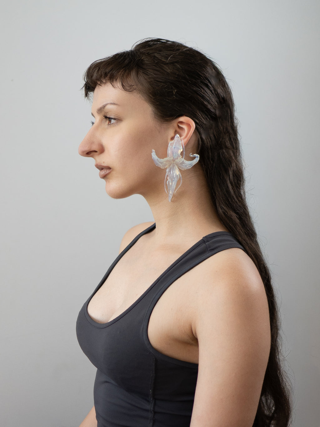 Σταύροσ Λουλούδι (cross flower) earring - Clear Gloss