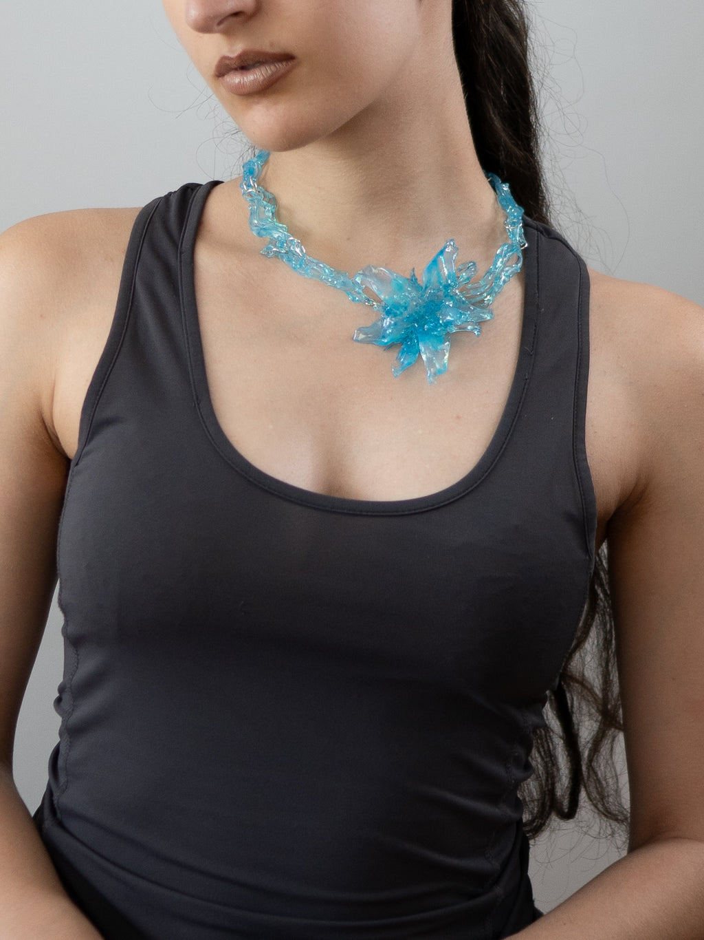 'floral κόσμος necklace' - blue