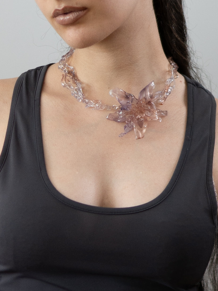 'floral κόσμος necklace' - purplish brown