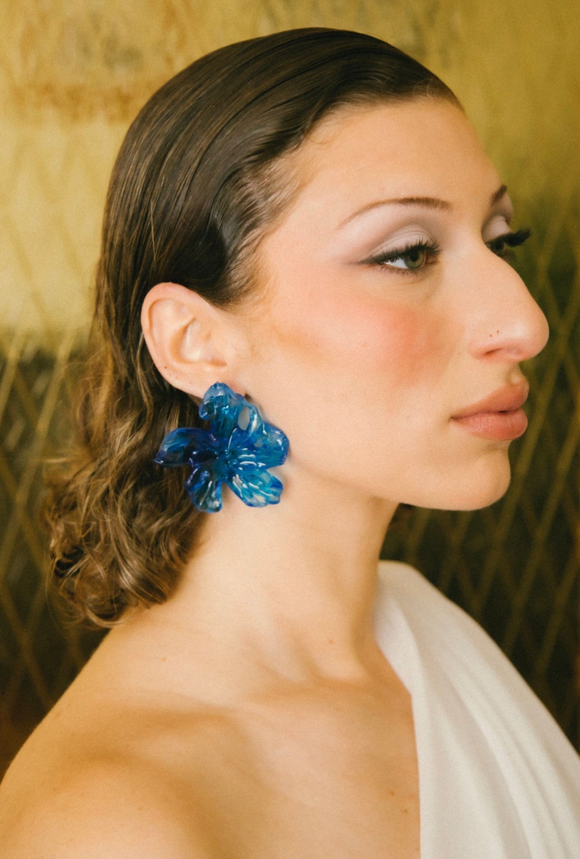 large blue flower earrings