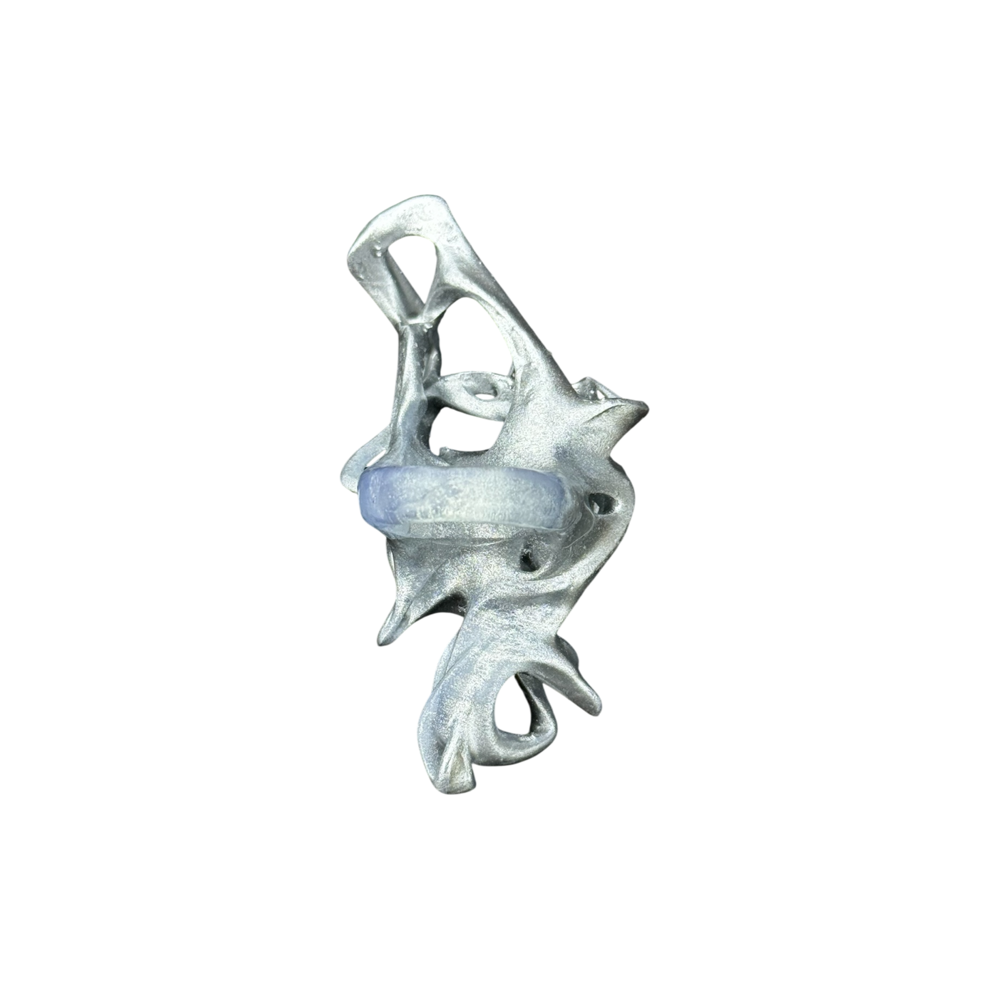 Silver 3D printed chunky twisted resin ring