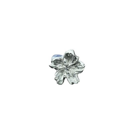 3D printed statement flower ring in silver