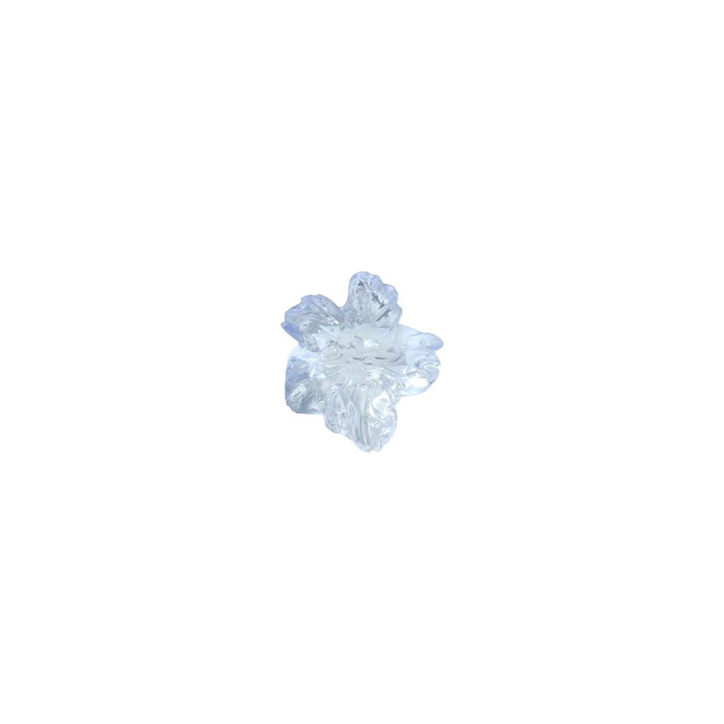 Clear gloss abstract flower 3D printed ring, translucent