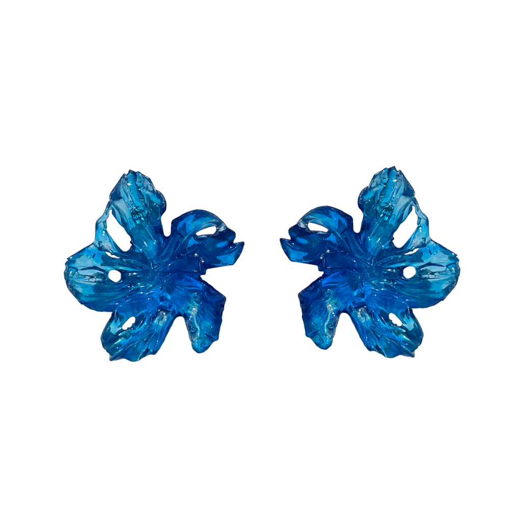 large blue flower earrings