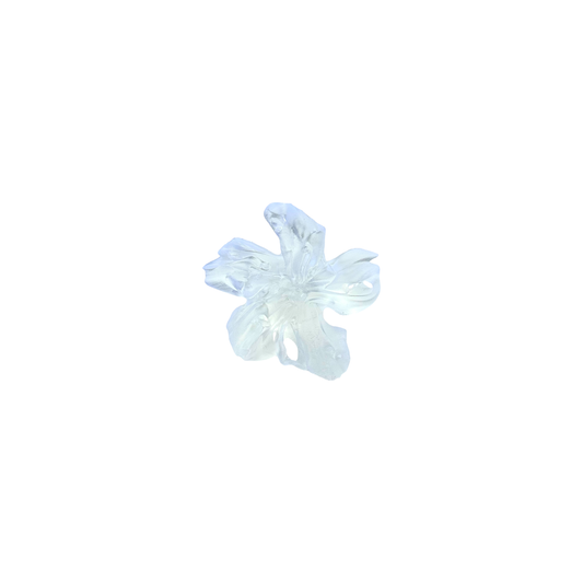 clear 3D printed flower ring with intricate details