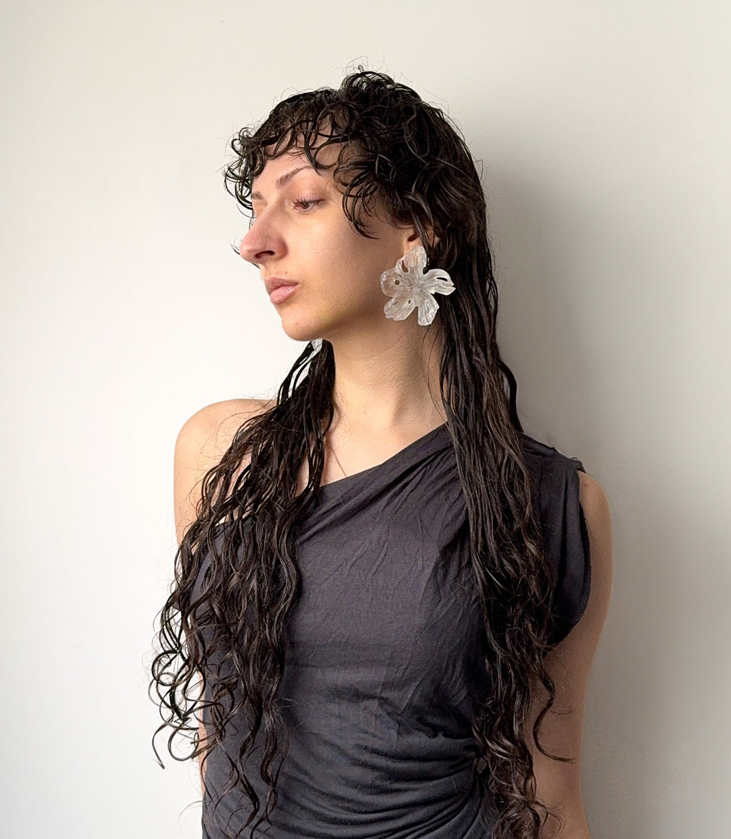 'Clear Flower Earrings'