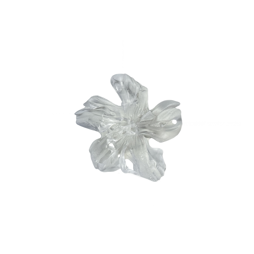 Abstract clear 3D printed resin flower ring.