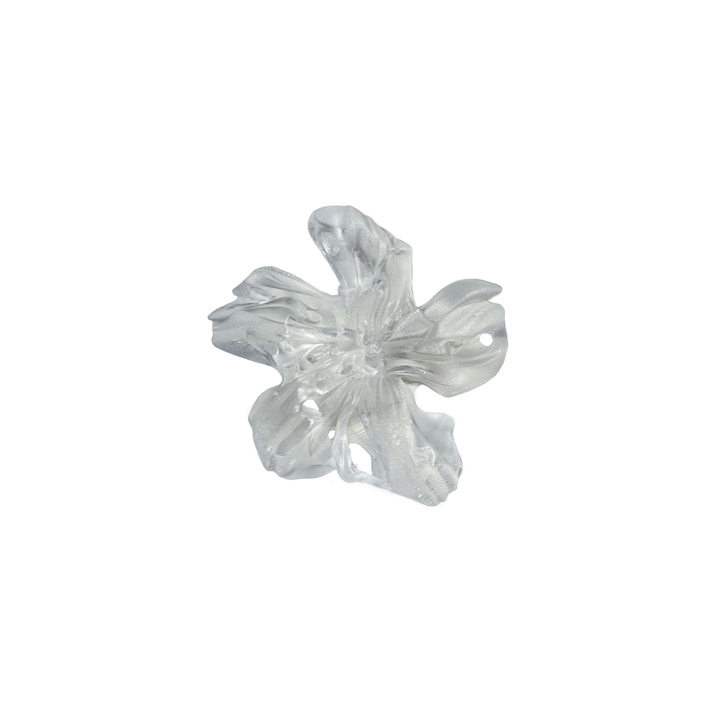Abstract clear 3D printed resin flower ring.